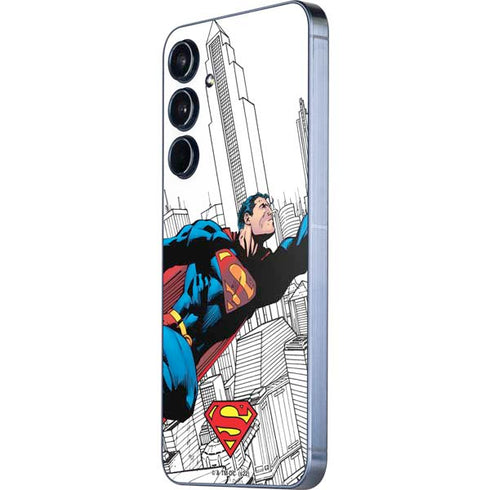 DC Comics Superman Super Speed Flying Over City Galaxy A55 5G Skin